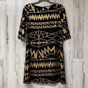 NWT Gianni Bini Black Gold Cocktail Dress S